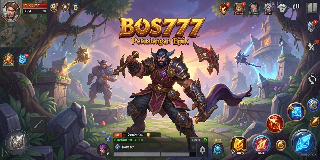 Screenshot utama BOS777 menampilkan aksi pertarungan seru dalam dunia RPG.