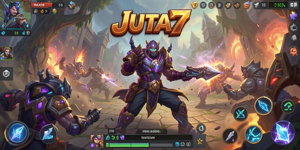 Screenshot JUTA7 menampilkan aksi seru dalam pertandingan MOBA.
