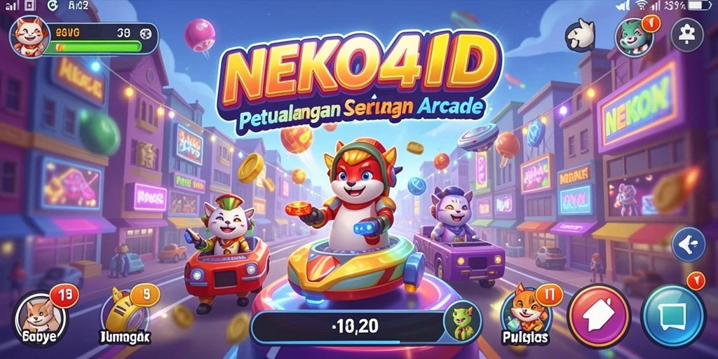Tampilan gameplay NEKO4D yang penuh warna dan menantang.