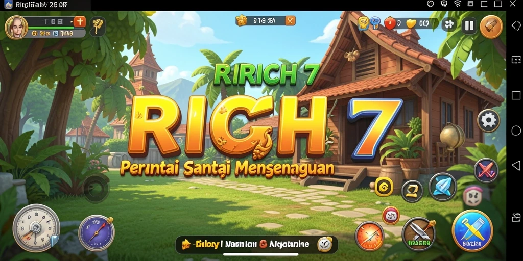 Tampilan gameplay RICH7 yang ceria dan interaktif.