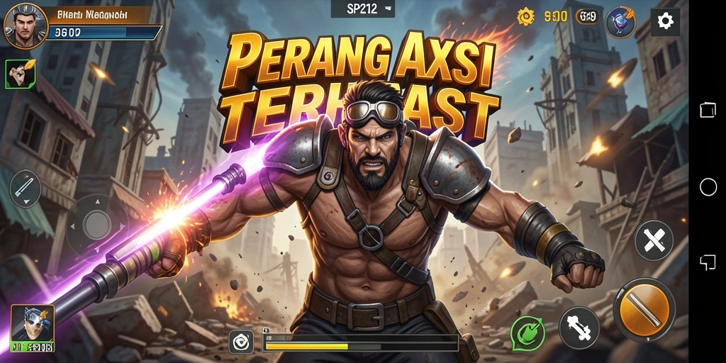 Screenshot gameplay SP212 dengan aksi pertempuran yang mendebarkan.