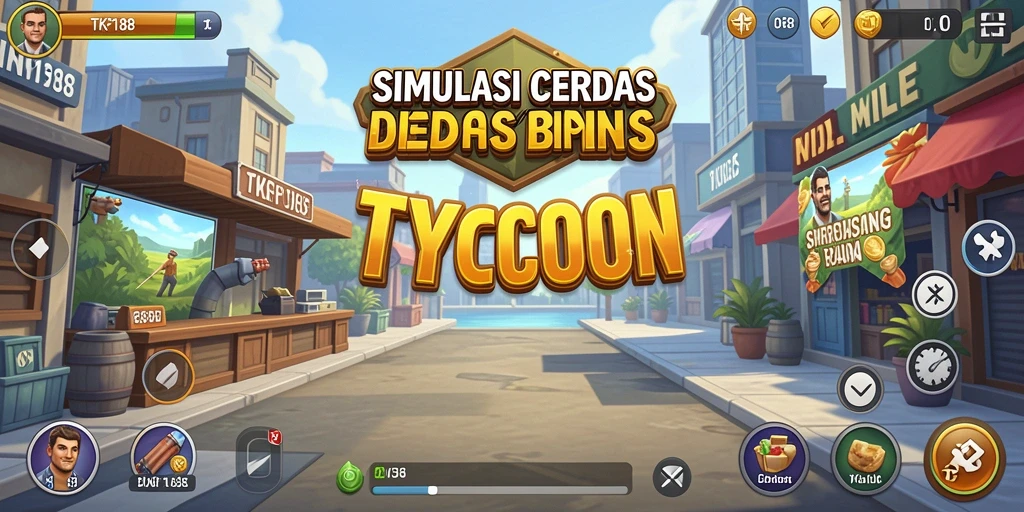 Tampilan gameplay Tycoon di TKP188 dengan elemen manajemen bisnis.