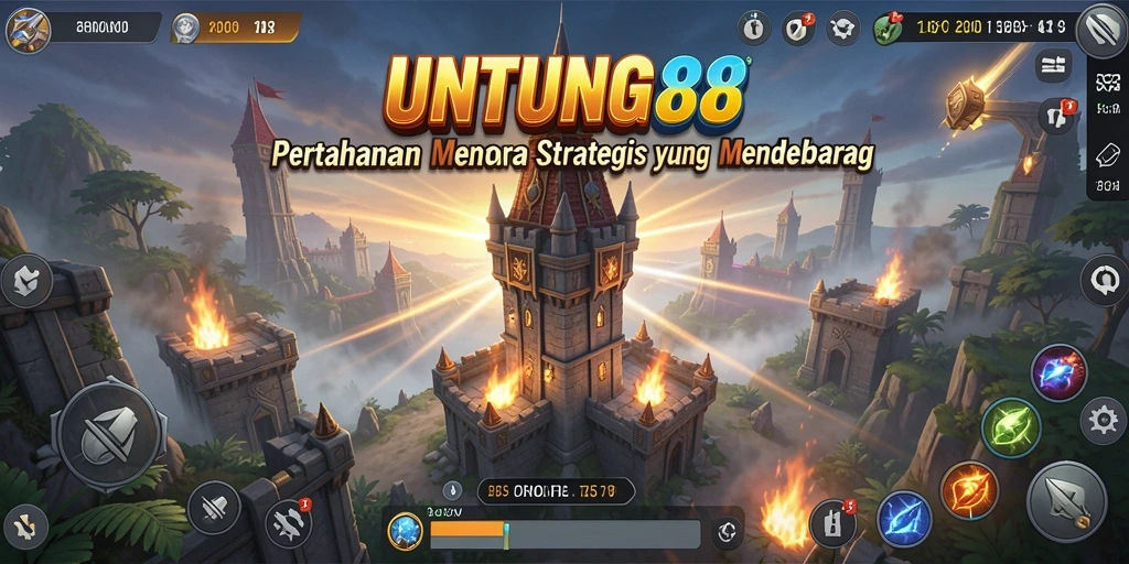 Tangkapan layar utama UNTUNG88 menampilkan pertarungan seru di Tower Defense.